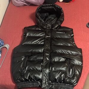 YoungLA Shiny Black Hooded Vest